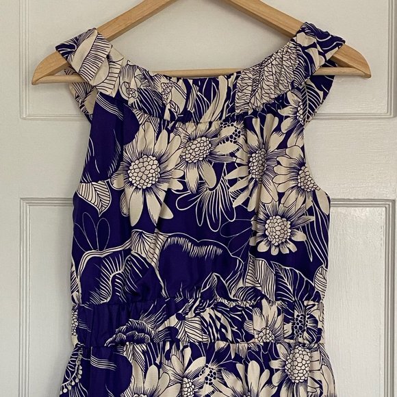 Anthropologie x Yoana Baraschi Blue & White Silk Mini Dress, Size 2 - Picture 4 of 5